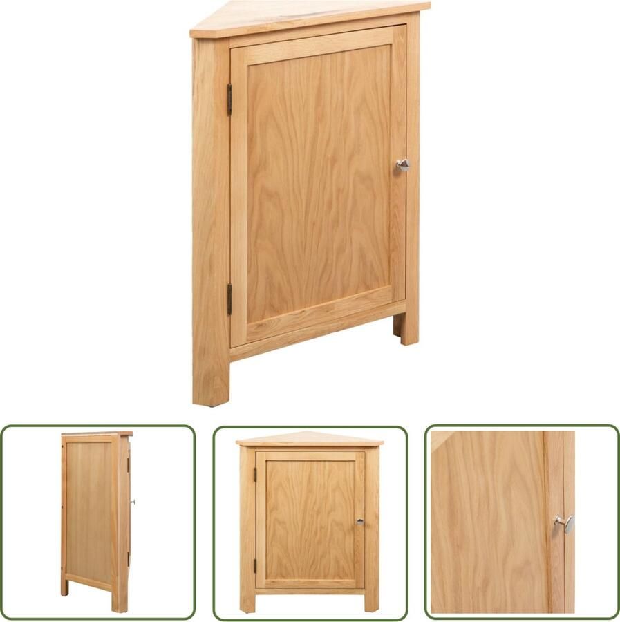 The Living Store Hoekkast Eiken 59 x 45 x 80 cm Voldoende opbergruimte Hoekkast Opslagruimte Eiken Hout Bruine Kleur Klein Formaat - Foto 2