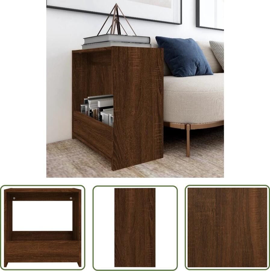 The Living Store Hoekopbergkast Bewerkt hout 50 x 26 x 50 cm Bruineiken Hoekkast Bijzettafel Salontafel Houten Kast Tv Stand - Foto 2
