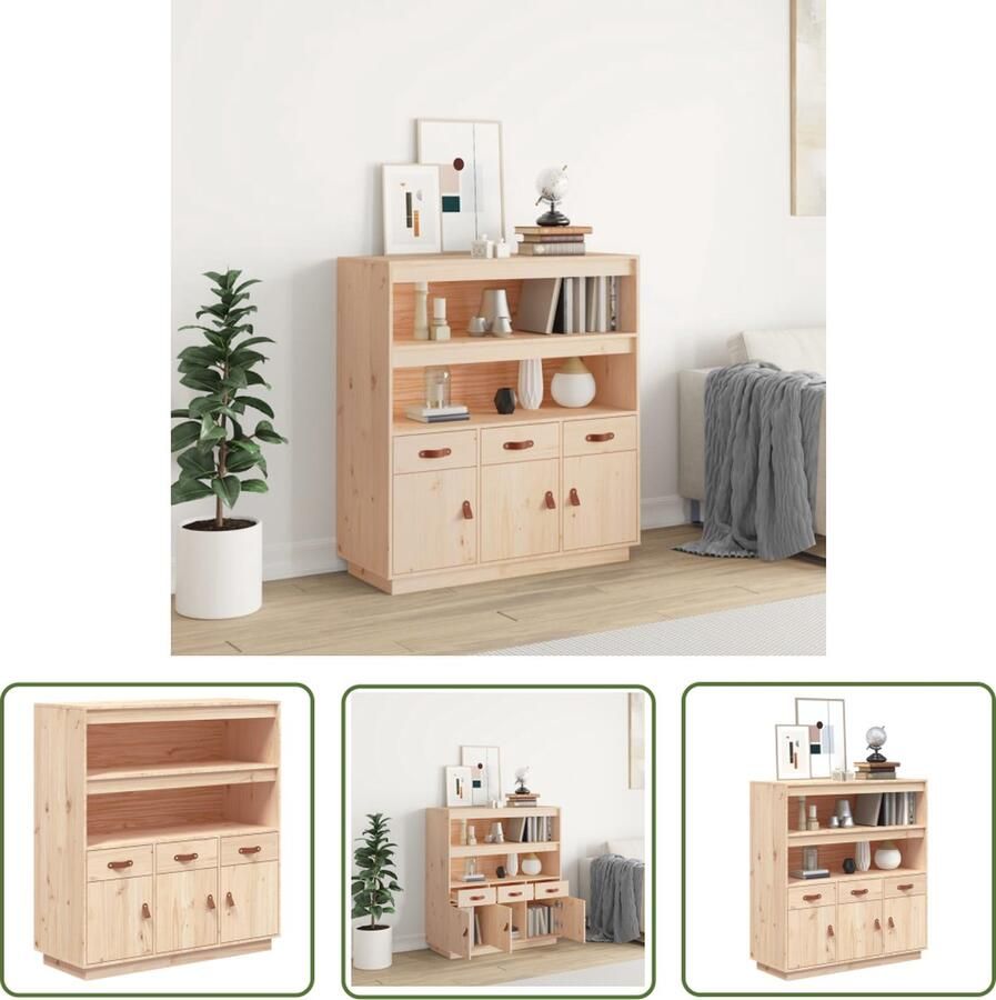 The Living Store Hoge kast 100x40x108 5 cm massief grenenhout Dressoir Houten Kast Massief Grenenhout Opbergkast Salontafel