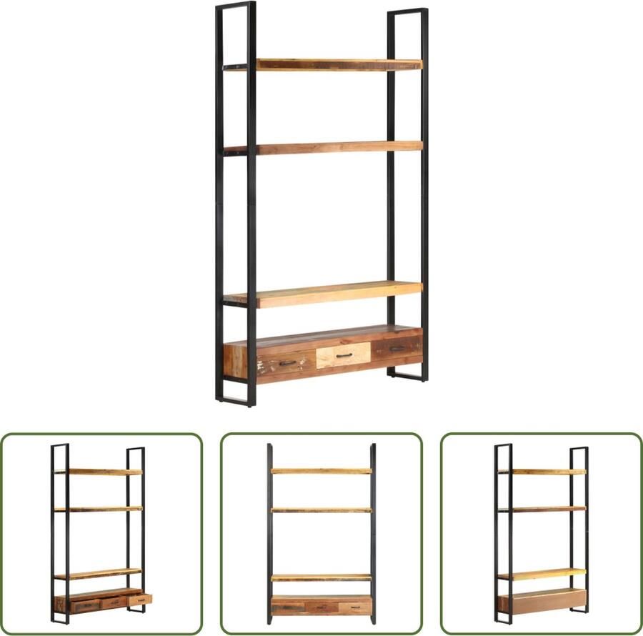 The Living Store Hoge kast 118 x 30 x 200 cm Massief gerecycled hout - Foto 2