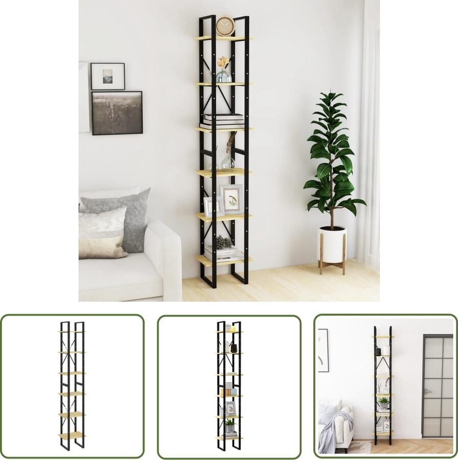 The Living Store Hoge kast 40x30x210 cm massief grenenhout Hoge Kast Boekenkast Hout Kast Industrieel Design Grenenhout Kast - Foto 2