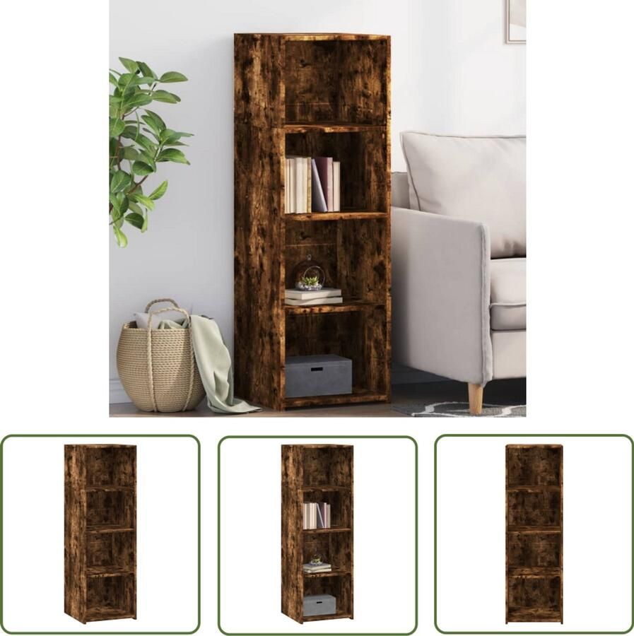 The Living Store Hoge kast 40x41x124 cm bewerkt hout gerookt eikenkleurig Opbergkast Scandinavisch Design Houten Kast Gerookt Eiken Hoogglans Kast - Foto 2