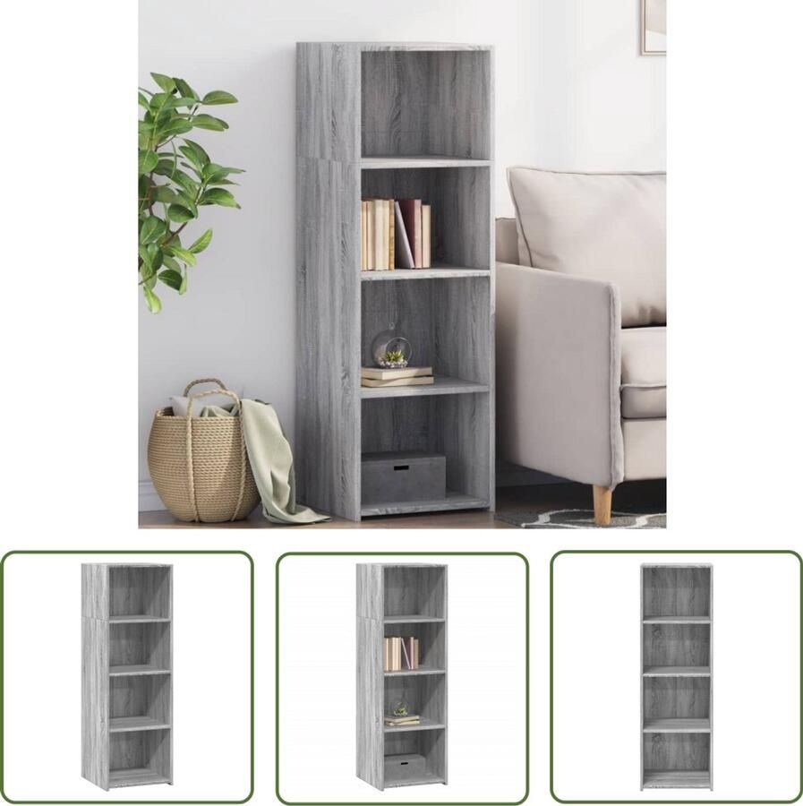 The Living Store Hoge kast 40x41x124 cm bewerkt hout grijs sonoma eikenkleurig Opbergkast Scandinavisch Design Grijze Kast Houten Kast Hoog Dressoir - Foto 3