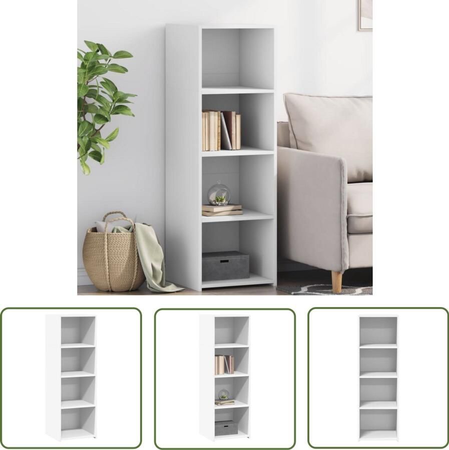 The Living Store Hoge kast 40x41x124 cm bewerkt hout wit Opbergkast Scandinavisch Design Witte Kast Houten Kast Woonkamer Kast - Foto 2