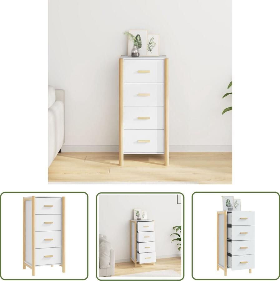 The Living Store Hoge kast 42x38x90 cm bewerkt hout wit Klassieke Kast Hoogslaapkamermeubilair Dressoir Opbergkast Woonkamerkasten