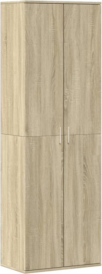 The Living Store Hoge kast 60x35x180 cm bewerkt hout sonoma eikenkleurig Hoge Kast Hoge Kasten Hoog Dressoir Hoge Kast Woonkamer - Foto 2