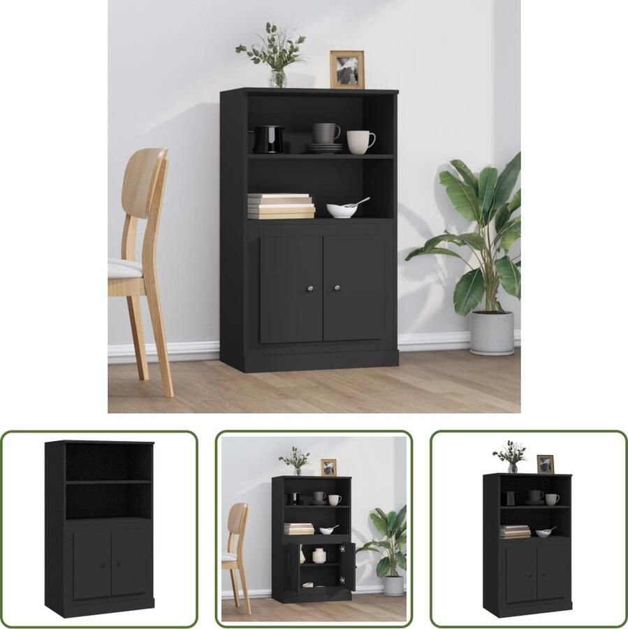 VidaXL Houten Kast Hoge Kast Hoge kast 60x35 5x103 5 cm bewerkt hout zwart Zwarte Kast Opslagkast Woonaccessoires