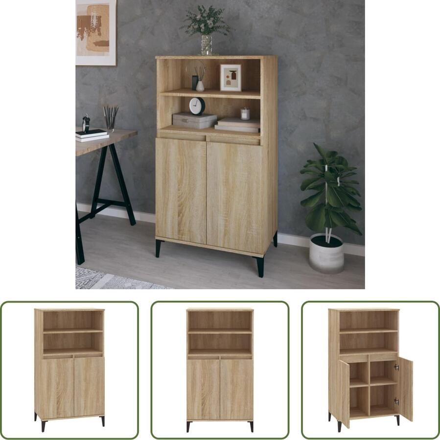The Living Store Hoge kast 60x36x110 cm bewerkt hout sonoma eikenkleurig Keukenkast