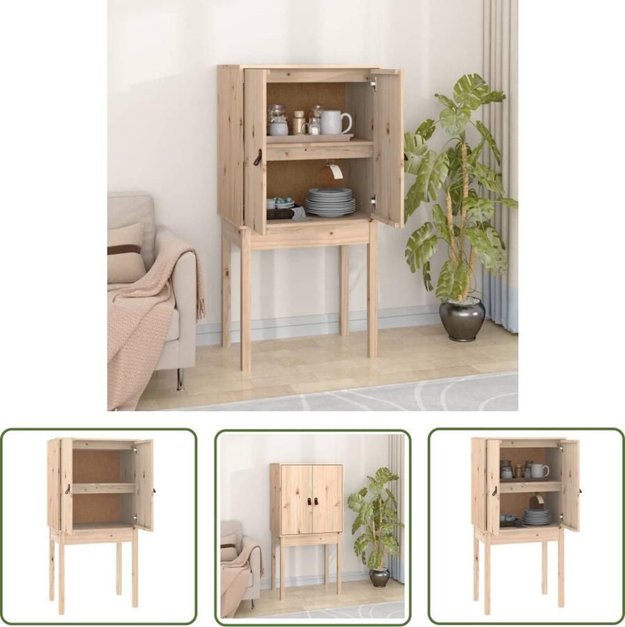The Living Store Hoge kast 60x40x120 cm massief grenenhout Hoge Kast Grenoble Hout Houten Kast Opbergkast Woonkamerkast