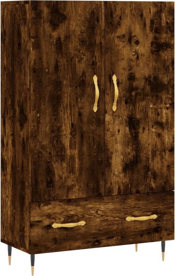 VidaXL The Living Store Hoge kast 69 5x31x115 cm bewerkt hout gerookt eikenkleurig Hoge Kast Dressoir Buffetkast Houten Kast Vintage Kast - Foto 2