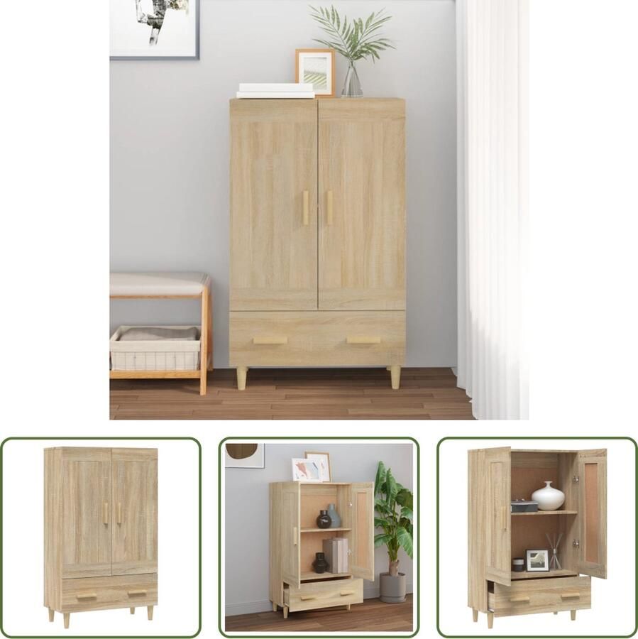 The Living Store Hoge kast 70x31x115 cm bewerkt hout sonoma eikenkleurig Keukenkast
