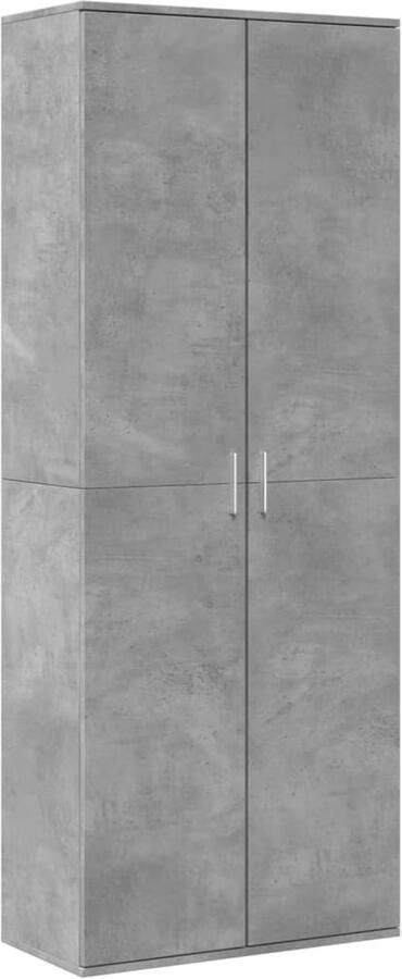 The Living Store Hoge kast 70x35x180 cm bewerkt hout betongrijs Hoge Kast Betongrijs Houten Kast Opslagoplossing Badkamermeubel - Foto 3