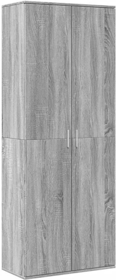 The Living Store Hoge kast 70x35x180 cm bewerkt hout grijs sonoma eikenkleurig Hoge Kast Grijze Kleur Houten Kast Opslagkast Badkamerkast - Foto 2