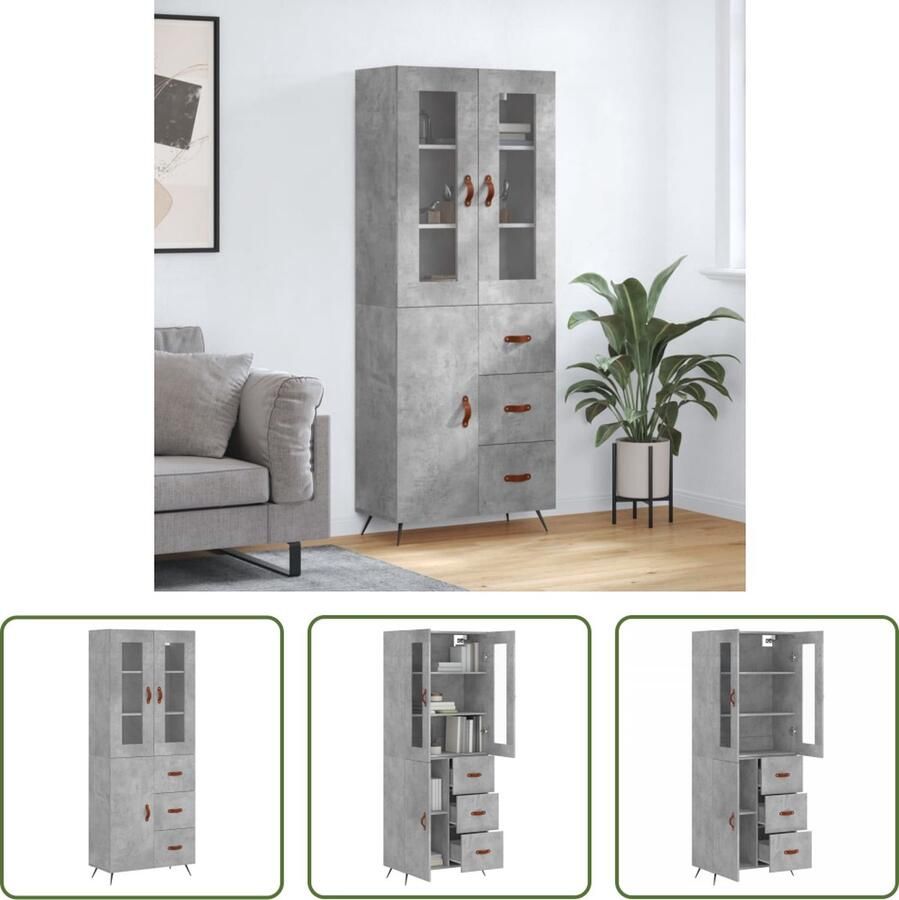 The Living Store Hoge Kast Betongrijs Dressoir 69.5 x 34 x 90 cm Opzetkast 69.5 x 34 x 90 cm Montage vereist Levering bevat 1 x dressoir 1 x opzetkast