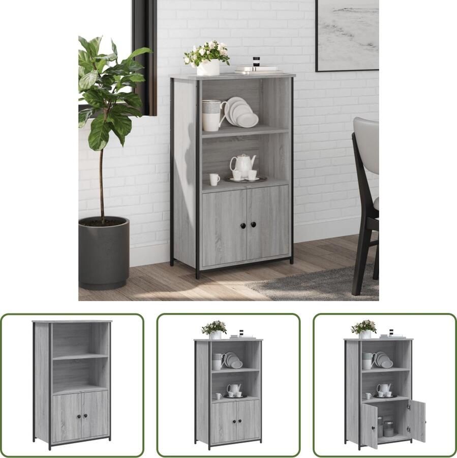 The Living Store Hoge kast 62x32x103 5 cm bewerkt hout grijs sonoma eikenkleurig Hoge Kast Houten Kast Grijze Kast Salontafel Opslagoplossing