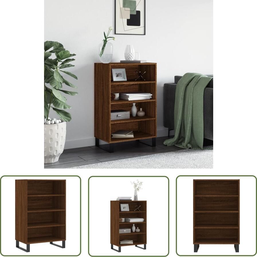 The Living Store Hoge Kast Bruineiken 57 x 35 x 90 cm Duurzaam Hout Voldoende Opbergruimte