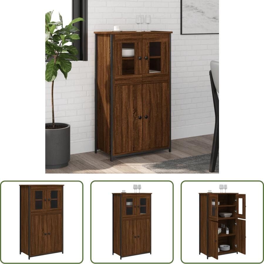 VidaXL Bruine Kast Hoge Kast Hoge kast 62x32x106 5 cm bewerkt hout bruin eikenkleur Houten Kast Opslagkast Kast Met Deuren