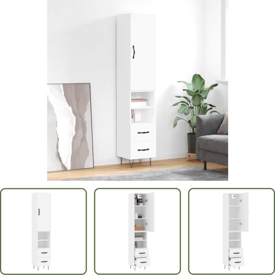 The Living Store Hoge Kast Buffetkast 180 cm Wit