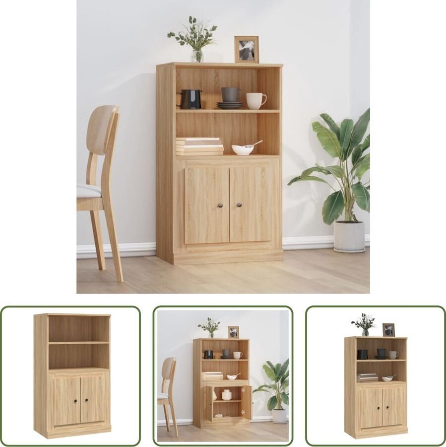The Living Store Hoge kast 60x35 5x103 5 cm bewerkt hout sonoma eikenkleurig Hoge Kast Buffetkast Opslagoplossing Houten Kast Sonomane Eiken