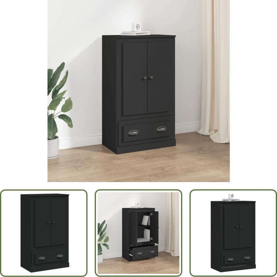 The Living Store Hoge Kast Buffetkast 60x35.5x103.5 cm Zwart