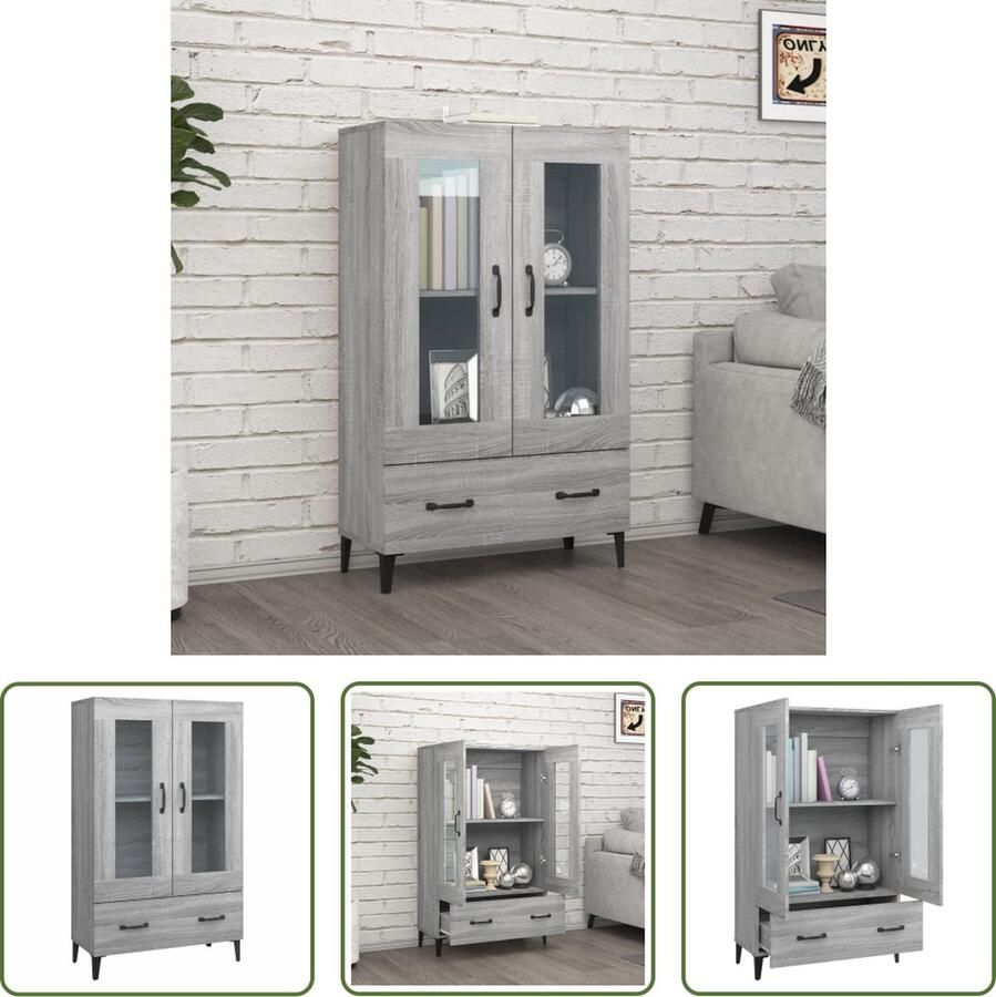 VidaXL The Living Store Hoge kast 70x31x115 cm bewerkt hout grijs sonoma eikenkleurig Hoge Kast Houten Kast Grijze Kast Salontafel Bergruimte - Foto 2