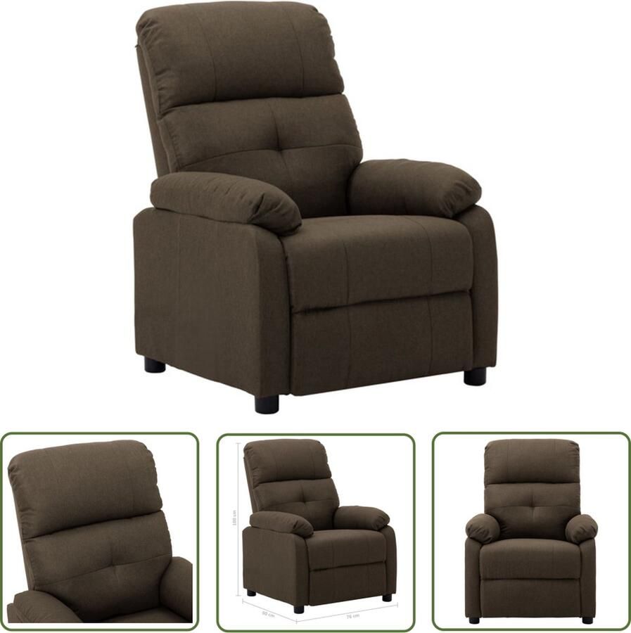 The Living Store Hoge rug fauteuil Stof 76x90x100 cm Kleur- bruin - Foto 2