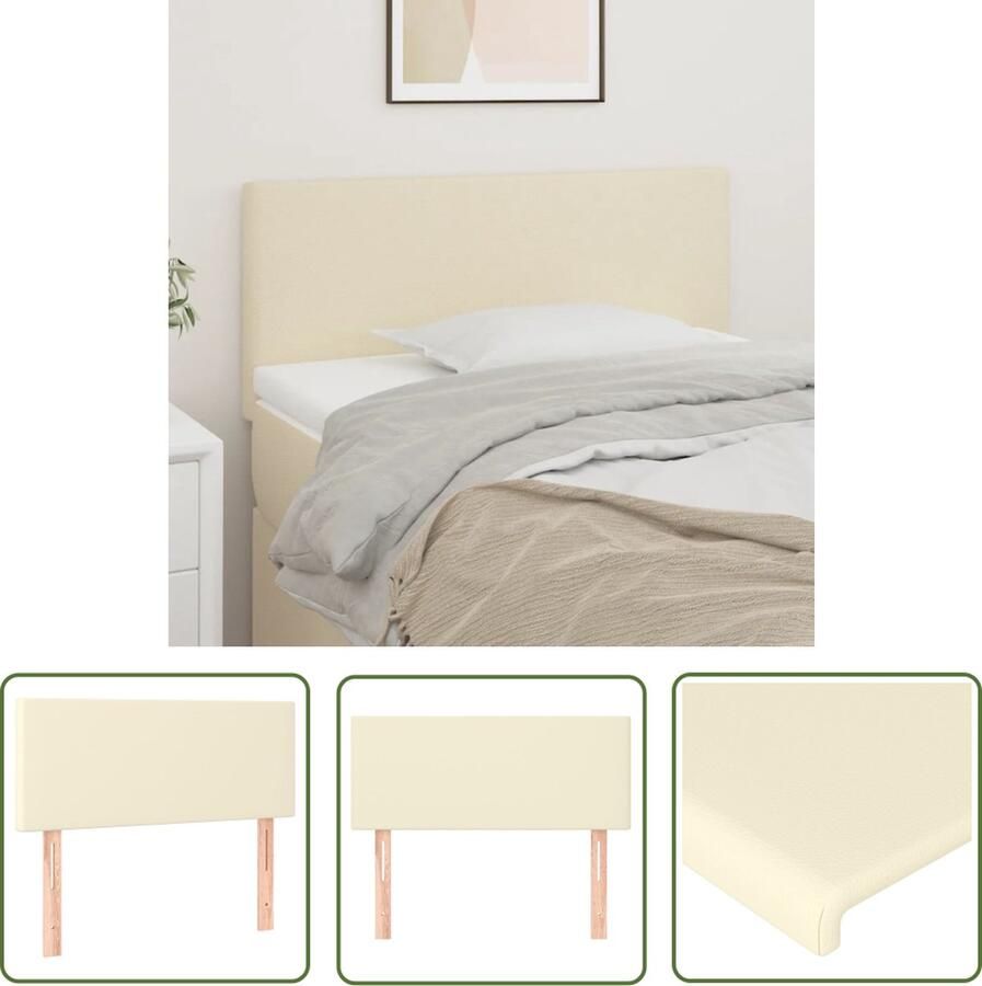 The Living Store Hoofdbord 100x5x78 88 cm kunstleer crèmekleurig Hoofd Bord Hoofdkussen Beddecoratie Bedroom Decor Crème Kleur