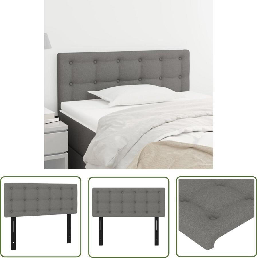 The Living Store Hoofdbord 100x5x78 88 cm stof donkergrijs Hoofd Bord Hoofdborden Slaapkamer Decoratie Stoffen Hoofdbord Dark Grey Headboard