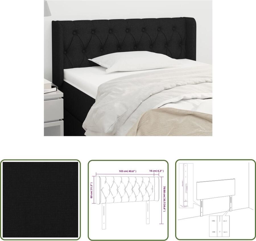 The Living Store Hoofdbord 103 x 16 x 78 88 cm Zwart