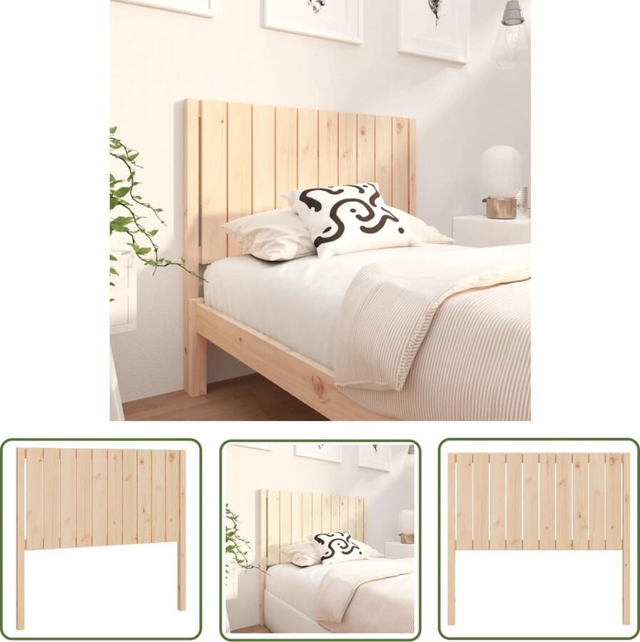 The Living Store Hoofdeinde Rustiek grenenhout 105.5 x 4 x 100 cm Massief hout Hoofdboard Beddecoratie Rustiek Meubilair Grenenhouten Hoofdbord Massief Hout