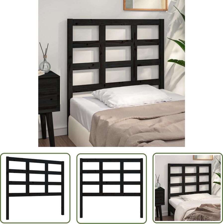 The Living Store Houten Hoofdeinde Trendy Design Complete Uitstraling 105.5 x 4 x 100 cm Zwart Houten Hoofdbord Hoofdeinde Beddecoratie Slaapkamervloerisolatie Moderne Meubels