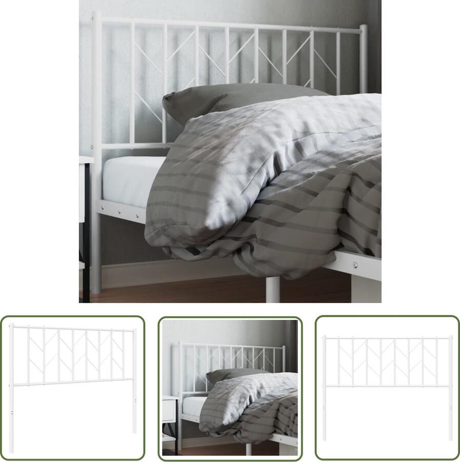 The Living Store Hoofdbord Metaal 112 x 4 x 90 cm Stevigheid en stabiliteit Hoofd Bord Hoofdeinde Bed Hoofdeinde Metalen Hoofdbord Witte Hoofdbord