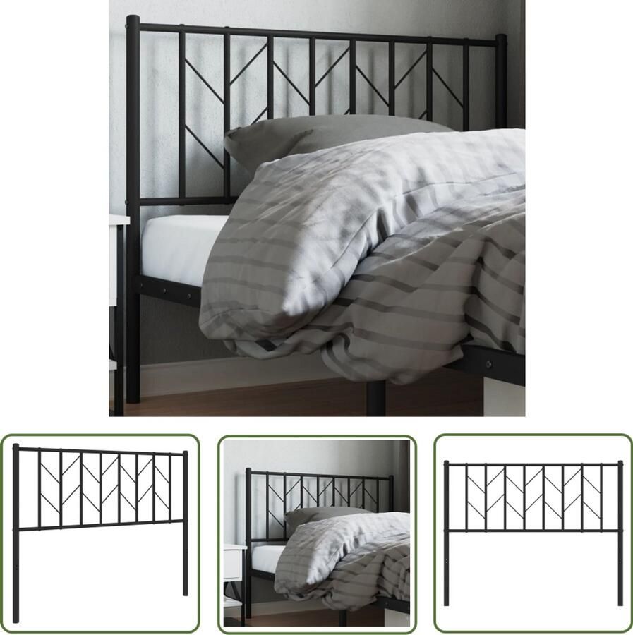 The Living Store Hoofdbord 107 cm metaal zwart Hoofdbord Beddecoratie Hoofdbekleding Slaapcomfort Staal