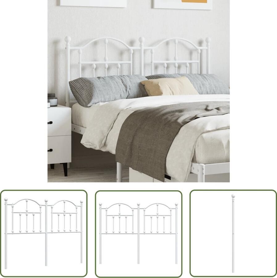 The Living Store Hoofdbord metalen constructie 125 x 3 x 97 cm wit staal Hoofdbord Hoofdbed Metalen Hoofdbord Witte Hoofdbord Slaapkamersdecoratie