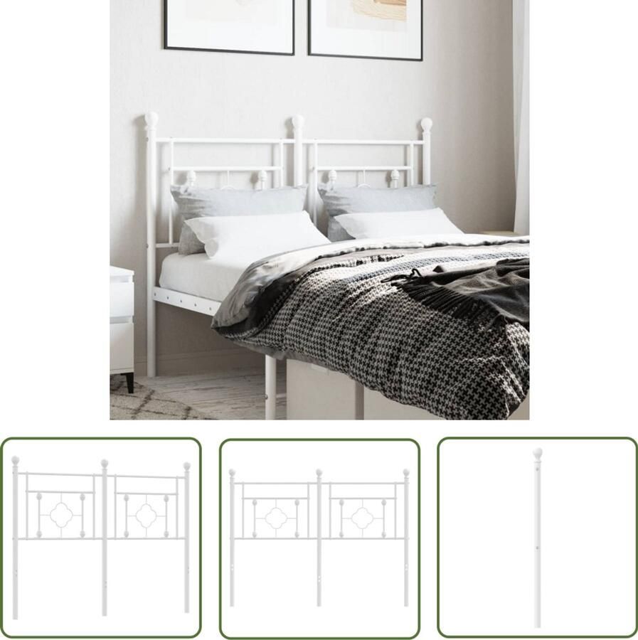 The Living Store Hoofdbord Metalen Hoofdbord 125 x 97 cm Wit Staal Hoofdbord Hoofdboard Staal Wit Beddecoratie