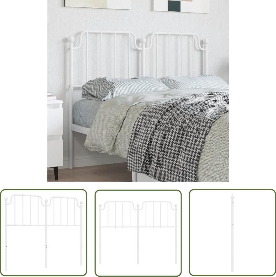 The Living Store Hoofdbord Klassiek Wit 125 x 102 cm Gepoedercoat Staal Hoofdbord Klassiek Hoofdbord Staal Hoofdbord Witte Hoofdbord Beddecoratie