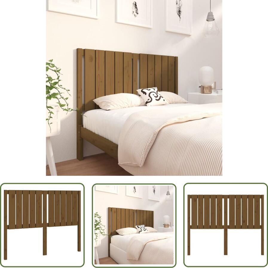 The Living Store Houten Hoofdeinde Honingbruin 125.5 x 4 x 100 cm Rustiek Design Houten Hoofdbord Hoofdeinde Rustic Decor Bed Frame Bedroom Furniture