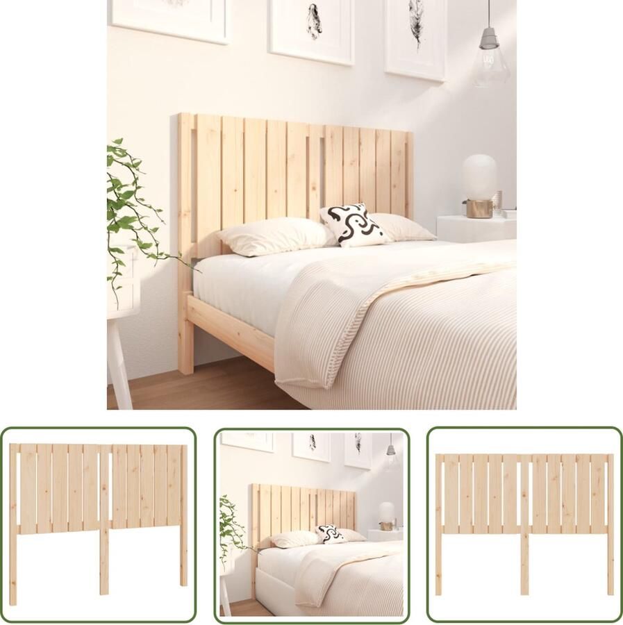 The Living Store Hoofdbord 125 5x4x100 cm massief grenenhout Hoofdboard Beddecoratie Houten Hoofdeinde Rustic Decor Grenenhout Meubilair