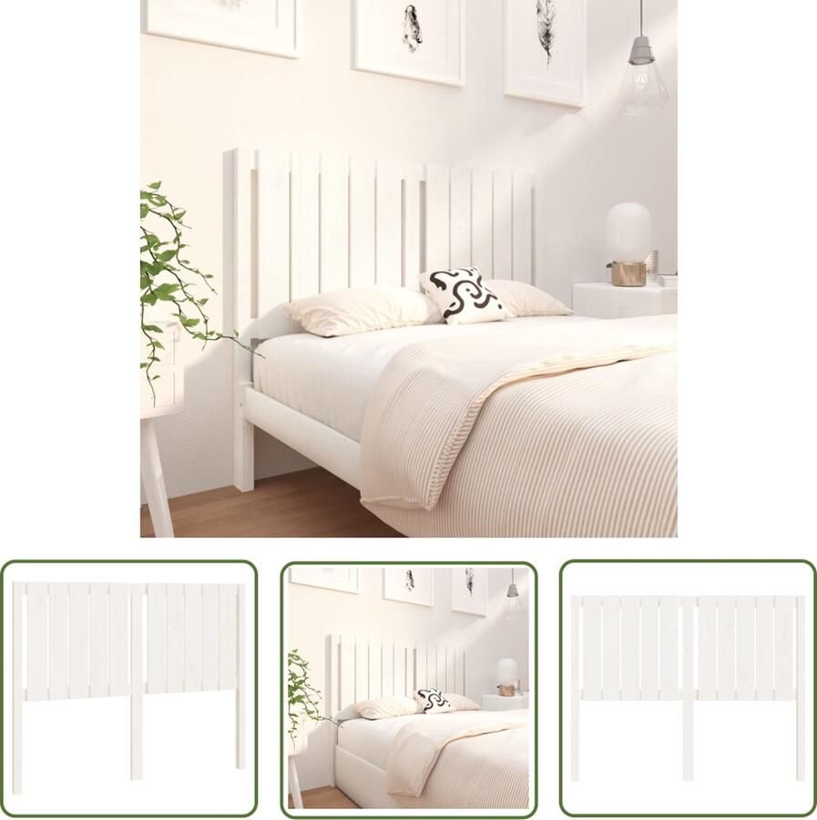 The Living Store Houten Hoofdeinde Classic Bedaccessoires 125.5 x 4 x 100 cm Wit Houten Hoofdbord Hoofdeinde Beddecoratie Rustic Decor Vintage Stijl