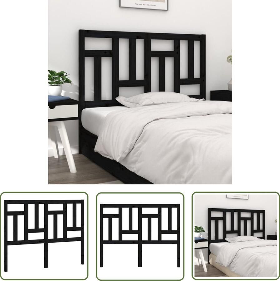 The Living Store Hoofdbord 125 5x4x100 cm massief grenenhout zwart Houten Hoofdbord Hoofdeinde Massief Grenenhout Zwarte Hoofdbord Comfortabel Hoofdbord