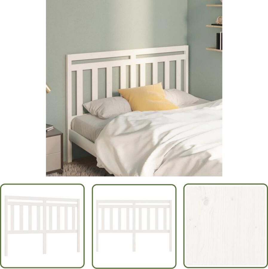 The Living Store Houten Hoofdeinde Klassieke Uitstraling 126x4x100cm Wit Hoofd Bord Hoofdeinde Houten Hoofdbord Grenenhout Wit