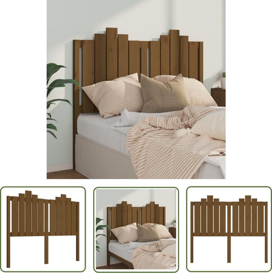 The Living Store Houten Hoofdeinde Massief grenenhout 126 x 4 x 110 cm Rustieke charme Houten Hoofdbord Massief Hout Grenenhout Hoofdeinde Rustic Style