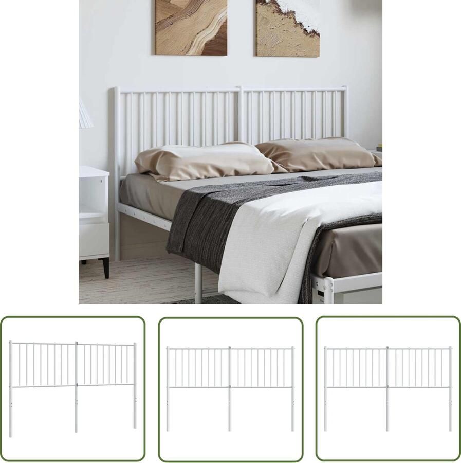 The Living Store Hoofdbord Metaal 142 x 3 x 90 cm Wit Hoofd Bord Hoofdkussen Beddecoratie Slaapkamer Decoratie Modern Hoofdbord