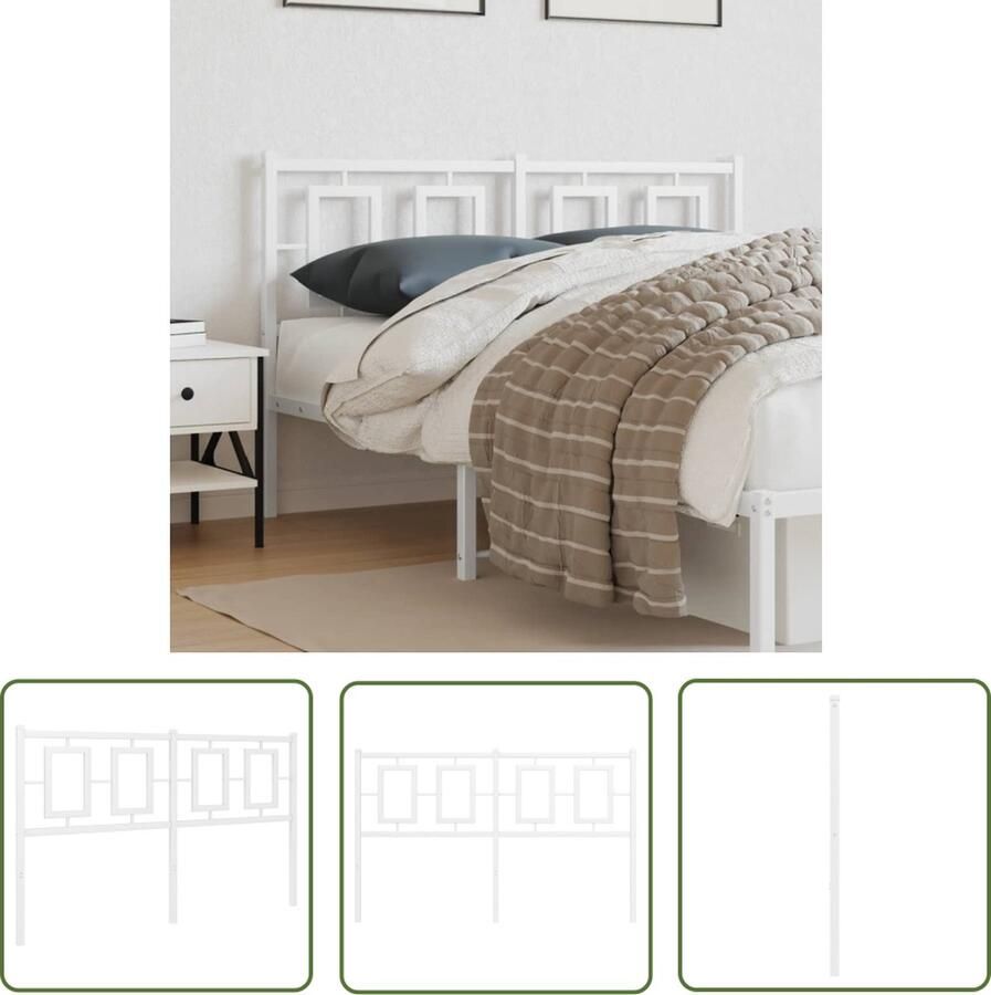 The Living Store Hoofdbord Metalen Konstruktie 142 x 91 cm Wit Hoofdbord Hoofdboard Beddecoratie Metalen Hoofdbord Witte Hoofdbord