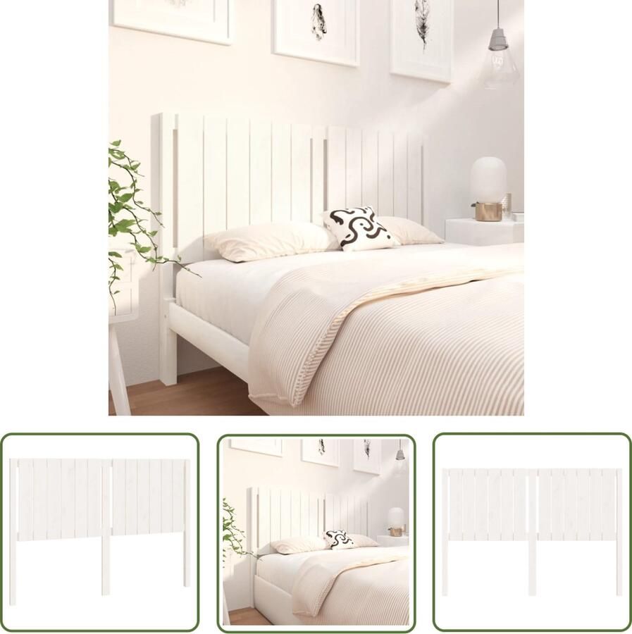 The Living Store Hoofdbord Grenenhout 140.5 x 4 x 100 cm Rustieke stijl Hoofdboard Grenenhout Hoofdeinde Rustic Style Wit