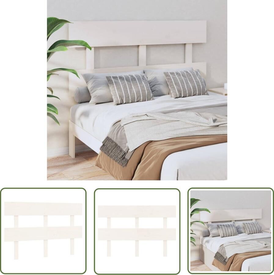 The Living Store Houten Hoofdeinde Wit 144 x 3 x 81 cm Massief Grenenhout Houten Hoofdbord Hoofddekens Beddecoratie Slaapkamers Wit Hoofdbord