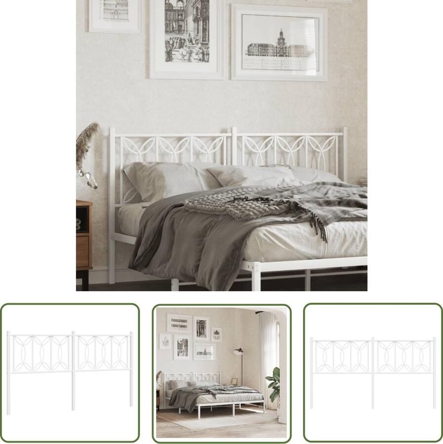 The Living Store Stalen Hoofdbord 156 x 90 cm Wit metaal Hoofd Bord Hoofdbord Slaapkamers Bed Frame Bed