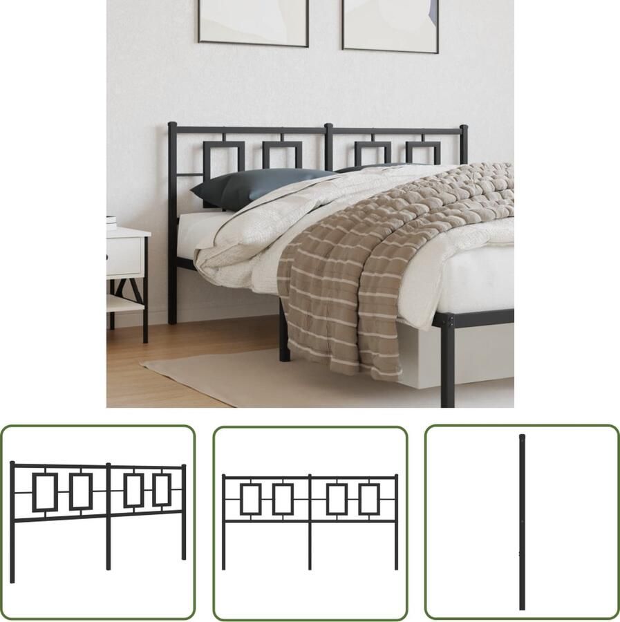 The Living Store Hoofdbord Metalen 156 x 91 cm Robuuste Constructie Hoofdbord Hoofdbekleding Beddecoratie Metalen Hoofdbord Zwart