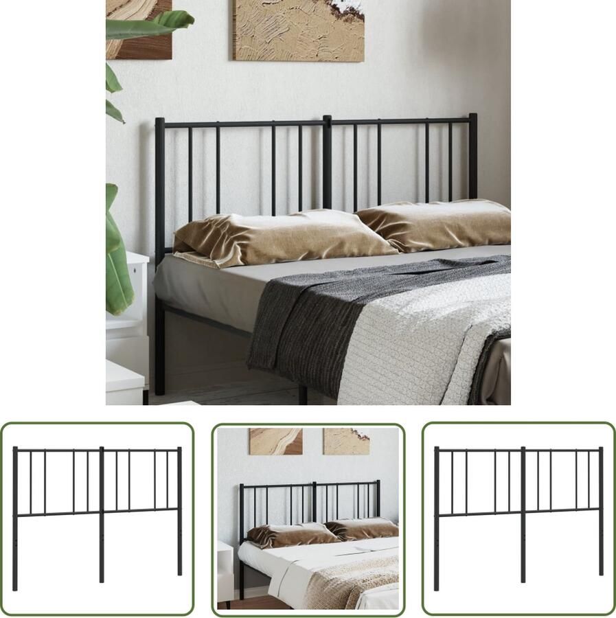 The Living Store Hoofdbord Staal 156 x 3 x 90 cm Zwart Hoofdbord Hoofdboard Staal Zwarte Hoofdbord Metalen Hoofdbord