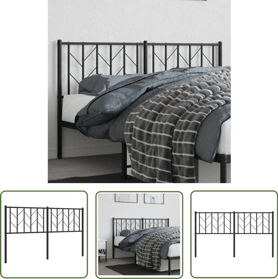 The Living Store Hoofdbord 150 cm metaal zwart Hoofdbord Hoofdkussen Beddecoratie Staal Zwart